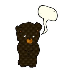 cute cartoon black bear with speech bubble N42