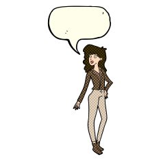 cartoon pretty woman with speech bubble N166
