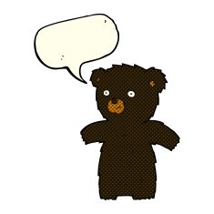 cute cartoon black bear with speech bubble N43