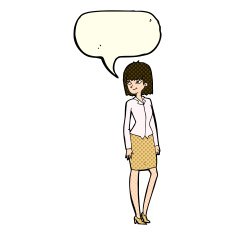 cartoon pretty businesswoman with speech bubble N6