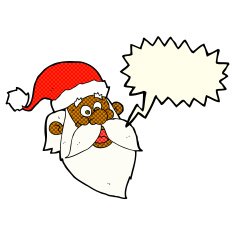 cartoon jolly santa claus face with speech bubble N6
