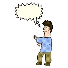 cartoon happy man with speech bubble N271