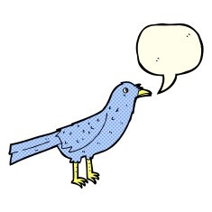 cartoon crow with speech bubble N8