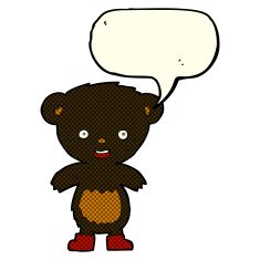 cartoon black bear cub with speech bubble N42