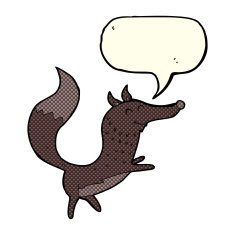 cartoon happy wolf with speech bubble N11