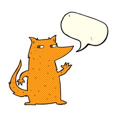 cartoon fox waving with speech bubble N3