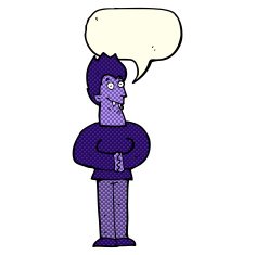 cartoon vampire with speech bubble N75