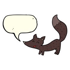 cartoon little wolf cub with speech bubble N6