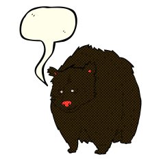 huge black bear cartoon with speech bubble N3