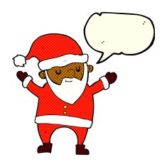 cartoon dancing santa with speech bubble N6