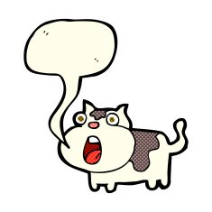 cartoon shocked cat with speech bubble N6