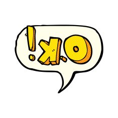cartoon OK symbol with speech bubble N3