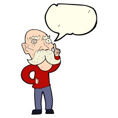 cartoon annoyed old man with speech bubble N40