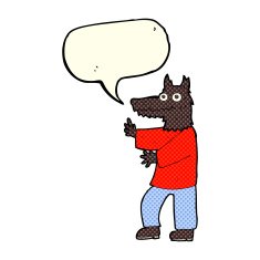 cartoon funny werewolf with speech bubble N6