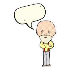 cartoon worried old man with speech bubble N12