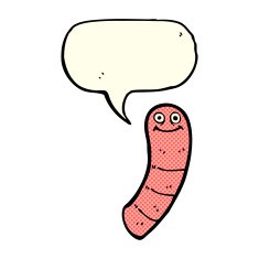 cartoon worm with speech bubble N4