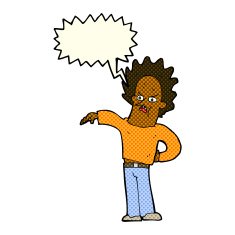cartoon nasty boy with speech bubble N6