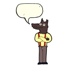 cartoon funny werewolf with speech bubble N7