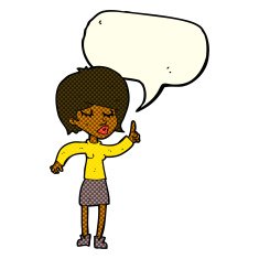 cartoon woman with idea speech bubble N148
