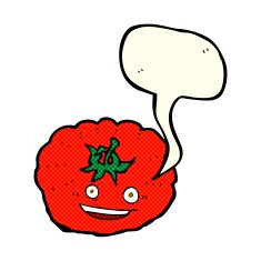 cartoon tomato with speech bubble N22