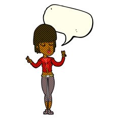 cartoon cool girl with speech bubble N17