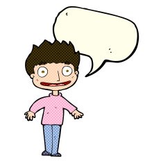 cartoon excited boy with speech bubble N87