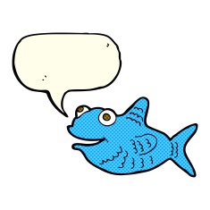 cartoon happy fish with speech bubble N14