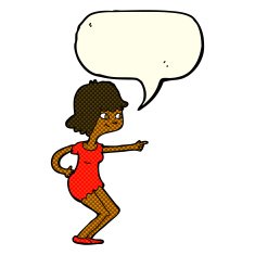 cartoon girl pointing with speech bubble N16