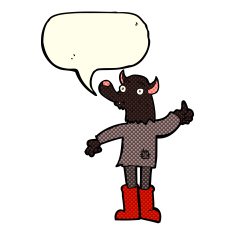 cartoon funny werewolf with speech bubble N8