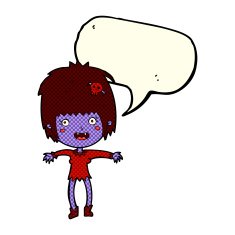 cartoon vampire girl with speech bubble N133