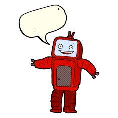 cartoon funny robot with speech bubble N45