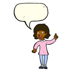 cartoon woman with idea speech bubble N149