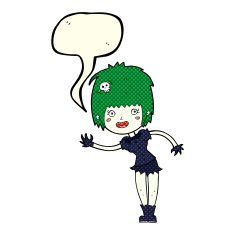 cartoon vampire girl with speech bubble N134