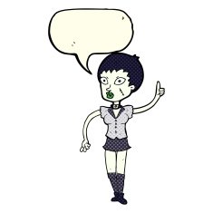 cartoon halloween girl with speech bubble N12