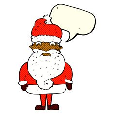 cartoon grumpy santa claus with speech bubble N6