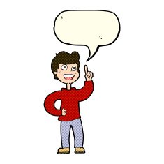 cartoon boy with great idea speech bubble N6
