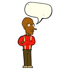 cartoon mean old man with speech bubble N6