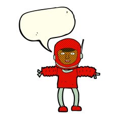 cartoon astronaut with speech bubble N74