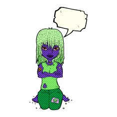 cartoon vampire girl with speech bubble N136