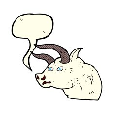 cartoon angry bull head with speech bubble N6
