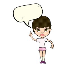 cartoon girl with idea speech bubble N12