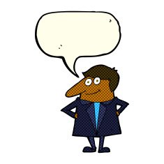 cartoon happy man in suit with speech bubble N5