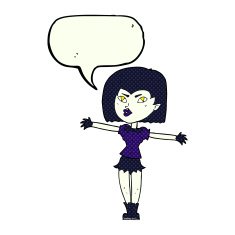 cartoon vampire girl with speech bubble N138