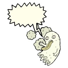 cartoon ghost with speech bubble N14