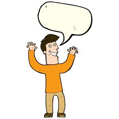 cartoon excited man with speech bubble N42