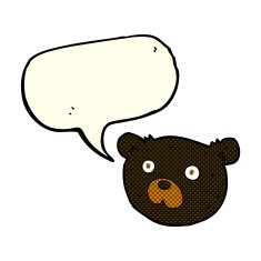 cartoon black bear with speech bubble N41
