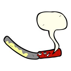cartoon butter knife with speech bubble N3