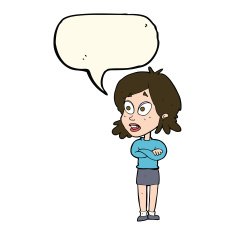 cartoon surprised woman with speech bubble N147