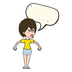 cartoon annoyed woman with speech bubble N111