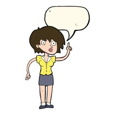 cartoon woman with question speech bubble N7